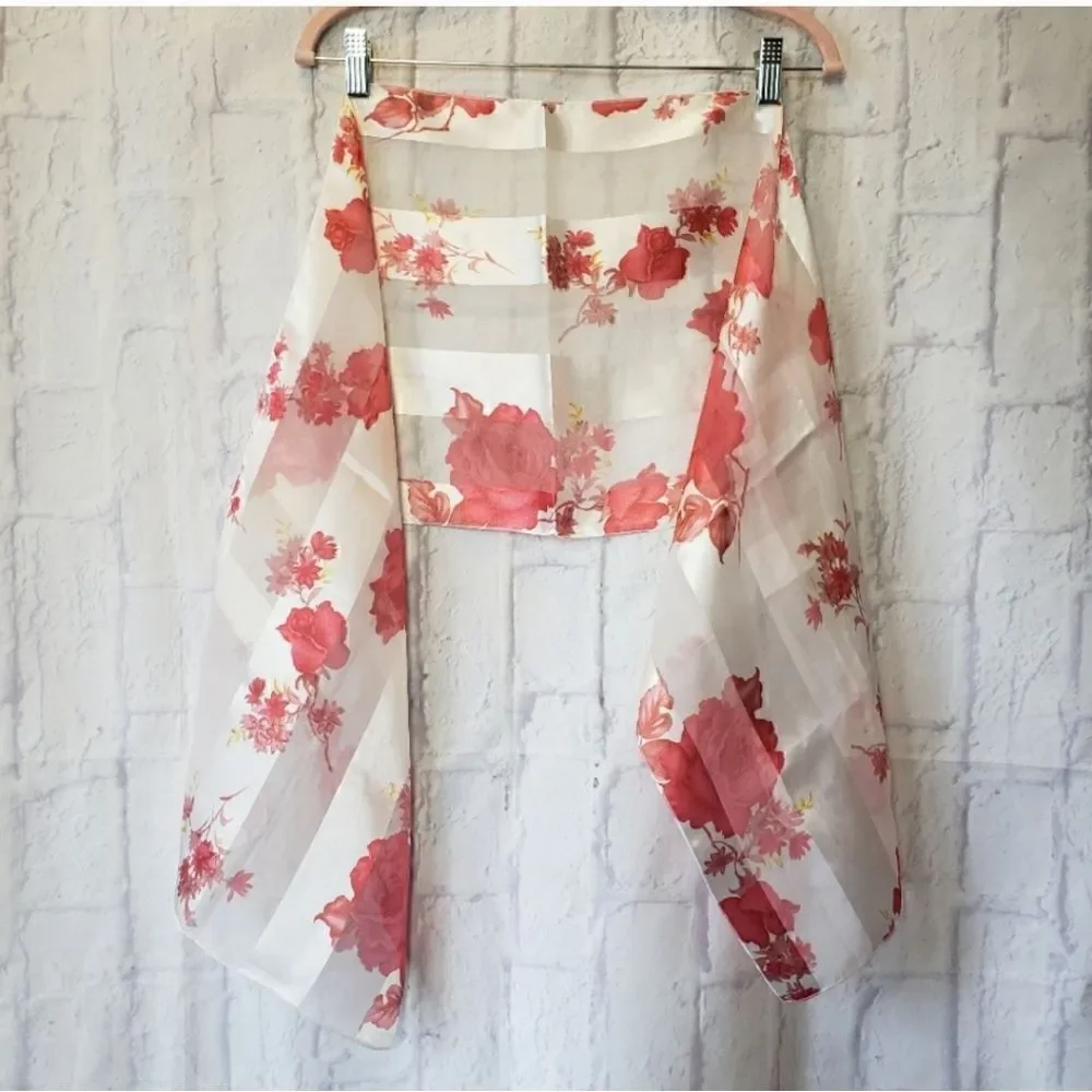 VINTAGE Sheer Floral Scarf